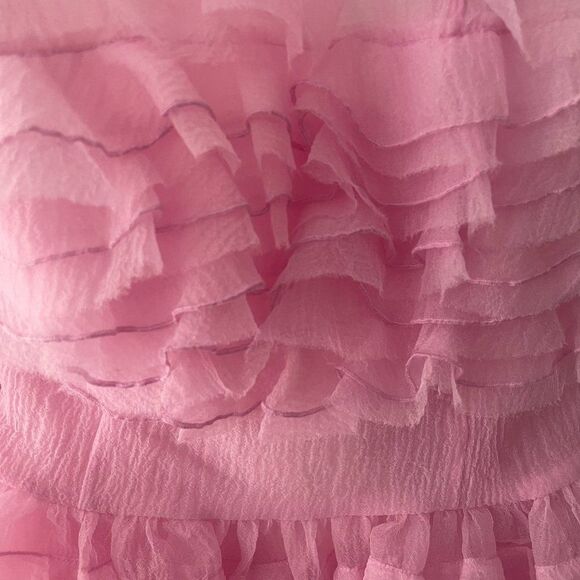 NWT Staud Florian Rosette Appliquéd Ruffled Organza Mini Dress Tulip Pink Size 2 - Picture 7 of 13
